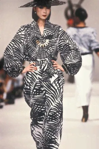 yves saint laurent Rive Gauche Vintage YSL Spring 1985 Silk Palm Leaves Blouse-0