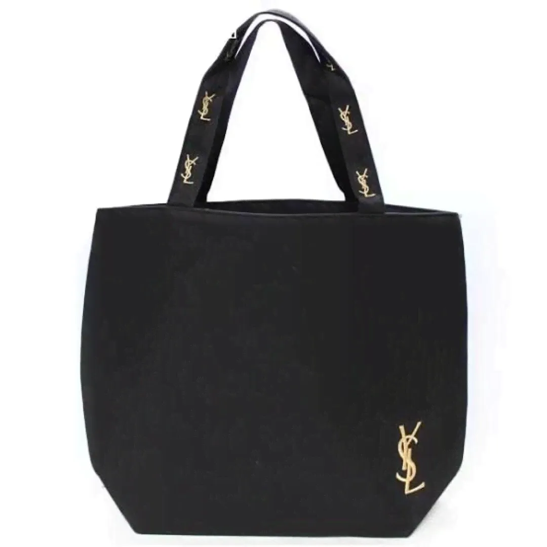 yves saint laurent YSL Tote Bag Black Gold Embroidery Logo Novelty F/S